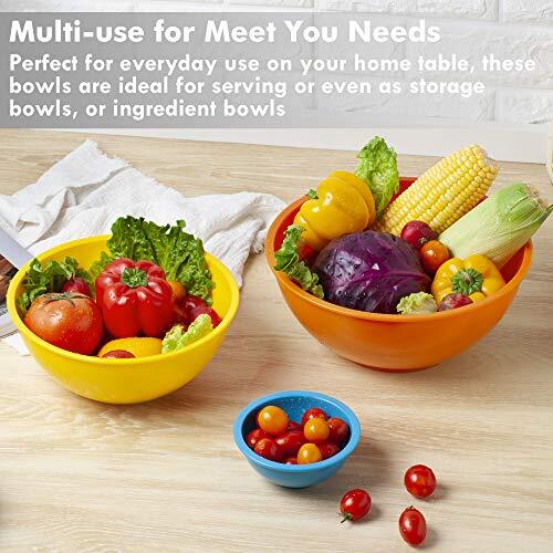 YIHONG 6 Pcs Plastic Mixing Bowls Set, Colorful Serving Bowls for