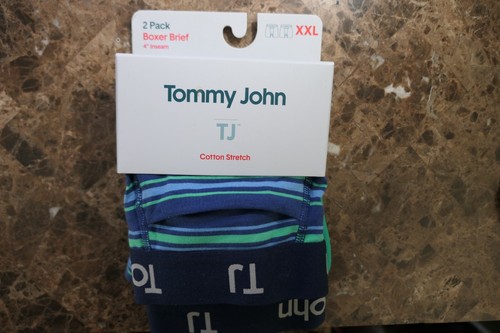 Tommy John Confezione 2 Boxer Uomo Verde Slip 4” Cuciture Interne Cotone Taglia XXL 43-46", Nuovo - Foto 1 di 3