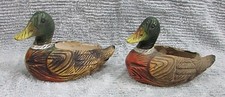 Pair European Flower Market Mallard Drake Duck Vintage Ceramic Planters FREE S/H