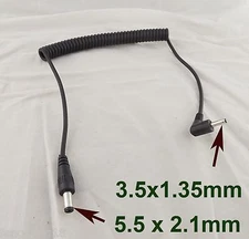 Reversible 5.5mm x 2.1mm Plug to DC 3.5 x 1.35mm Male Angled Power Charger Cable