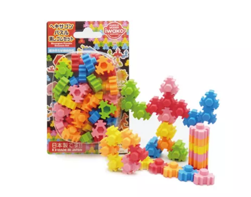 Iwako Hexagon Puzzle Set borrador Hecho en Japón