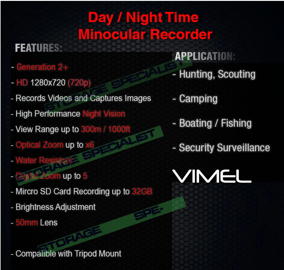 Monocular Night Vision Digital Camera Goggles Hunting Binocular Security Recorde - Image 2 of 4