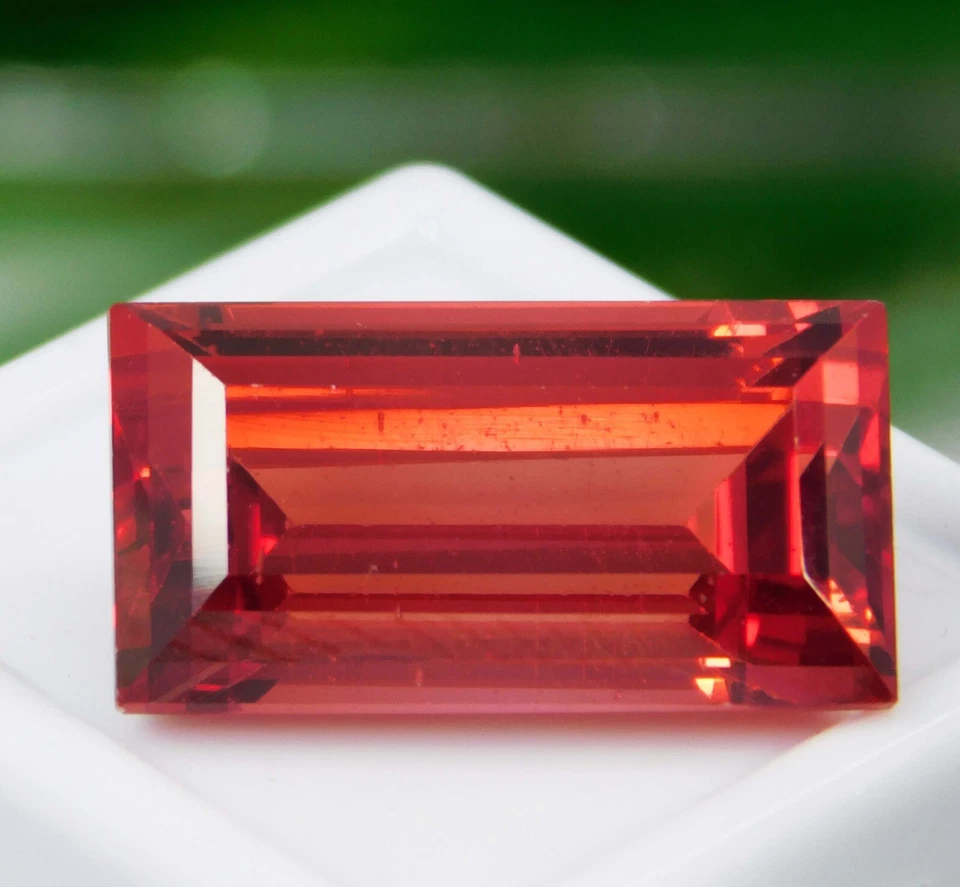 Natural 24.10 Ct Spessartite Orange Peach Garnet Baguette Cut Certified Gemstone - Image 2 of 4