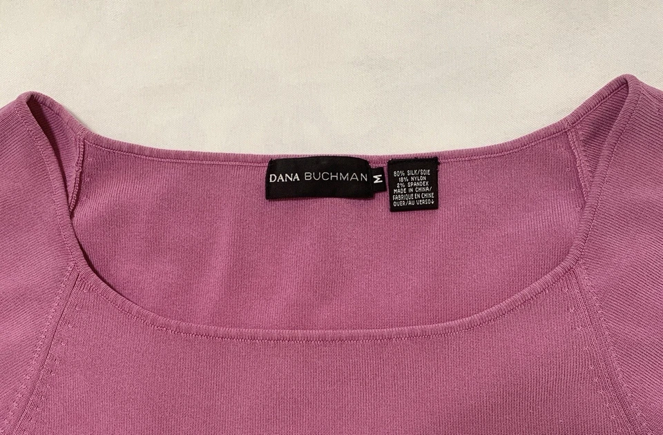 DANA BUCHMAN Top Size M Silk Blend Stretch Sleeveless Cap Strap Violet Red Sport - Image 4 of 4