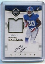 2017 Limited - WAYNE GALLMAN - Autograph Patch Rookie #d/299 - NEW YORK GIANTS