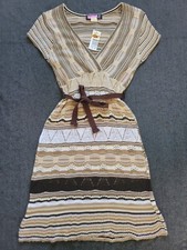 Vintage 90s Y2K Say What USA Brown Crochet Mini Dress Bodycon Cap Sleeve Size M