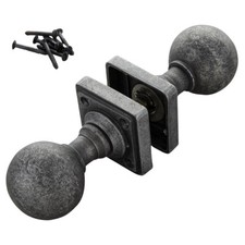 Round Pewter Mortice Door Knobs Set on Cube Rose Heavy Pewter Door Handles Room,