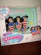  NRFB Vintage Tyco Quints Cousins Flag Shirts Red White & Blue Brunette Dolls