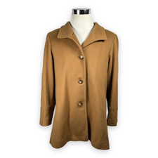 Fleurette X Loro Piana Womens Overcoat Brown Buttons Coat 100% Wool Collar 16