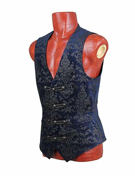 Punk Rave Gothic Palace Printed Jacquard Victorian Blue Vest Waistcoat Y-452 image 4