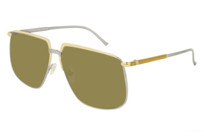 GUCCI GG0365s 003 Gold & Silver Square Sunglasses Sonnenbrille Green Lens 63mm