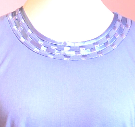 Womens Top Plus2 Light Blue Short Sleeve Round Neck Cotton Rich BNWT image 3