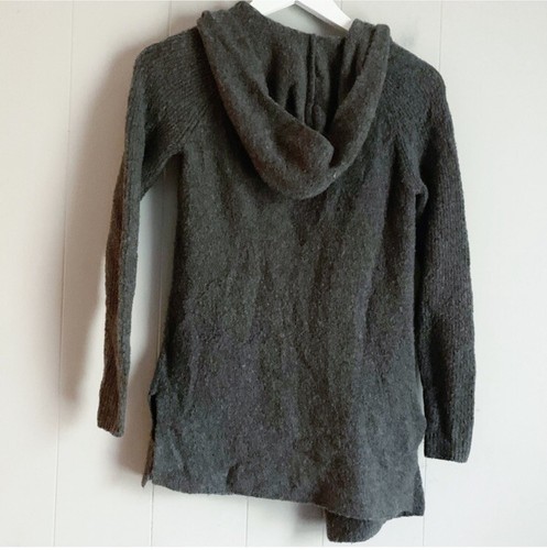 Gap Charcoal Gray Wool Blend Hooded Duster Open Cardigan Sweater Medium (8-10) - Picture 2 of 2