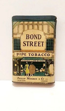 Antique Bond Street Pipe Tobacco, Empty Pocket Tin, Philip Morris, 3rd Version