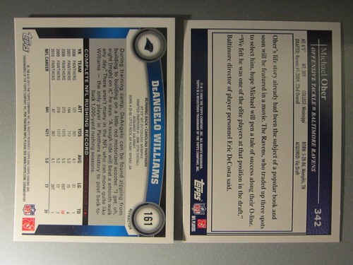 LOT OF (2) 2009 2011 Topps Chrome Refractor DeAngelo Williams #161 #342 Oher RC - Picture 2 of 2