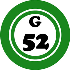 G 52 G52 Bingo Ball - 3 Inch Circle Sticker 3" x 3" - Hobby Number Board Lucky