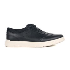 Rockport Men's Total Motion Court Black Leather T-Toe Sneakers CJ1408