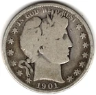 1901 Barber Half dollar grades in VERY GOOD condition ~ SEE THE SCAN    stk v 82