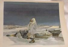 ANTIKER DRUCK NACH AQUARELL Fritz Brauner 1942 13. 40 Grad K&auml;ite WW2 2.WK EK !!