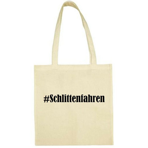 Tasche Beutel Baumwolltasche #Schlittenfahren Hashtag Einkaufstasche Schulbeutel - Bild 5 von 12