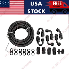 20FT 8AN Fuel Line Kits AN8 Nylon Braided Fuel Line Hose Fitting Kit CPE NEW
