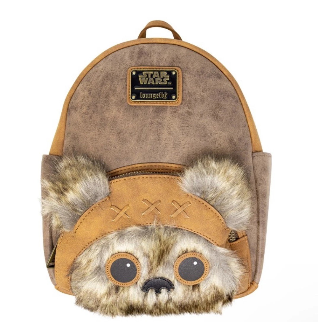 New Disney Loungefly Star Wars Wicket Ewok Suede Mini Backpack