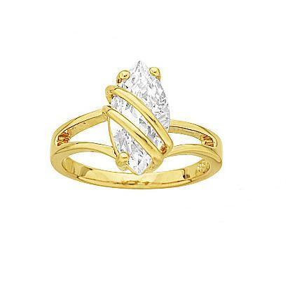 Bague T56 diamant CZ plaqué or laminé 18 carats avec pierres 12 et 6mm