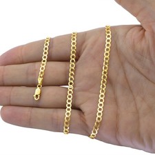 18K Yellow Gold Filled Tarnish-Resistant 20" 3 mm Flat Curb Chain Necklace K819G