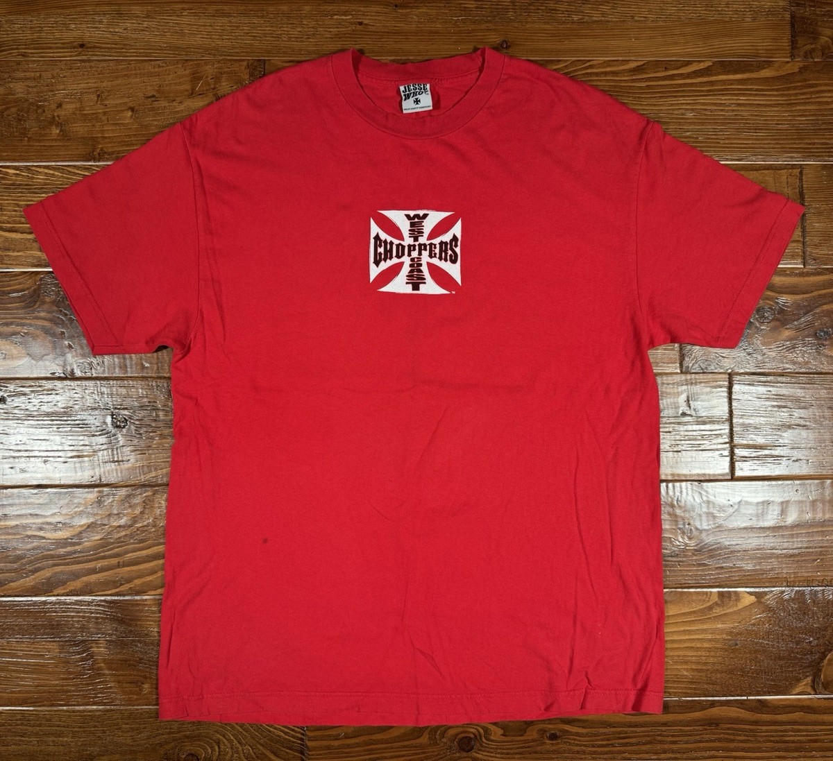 Vintage Y2K West Coast Choppers Shirt Size Large Red WCC Jesse