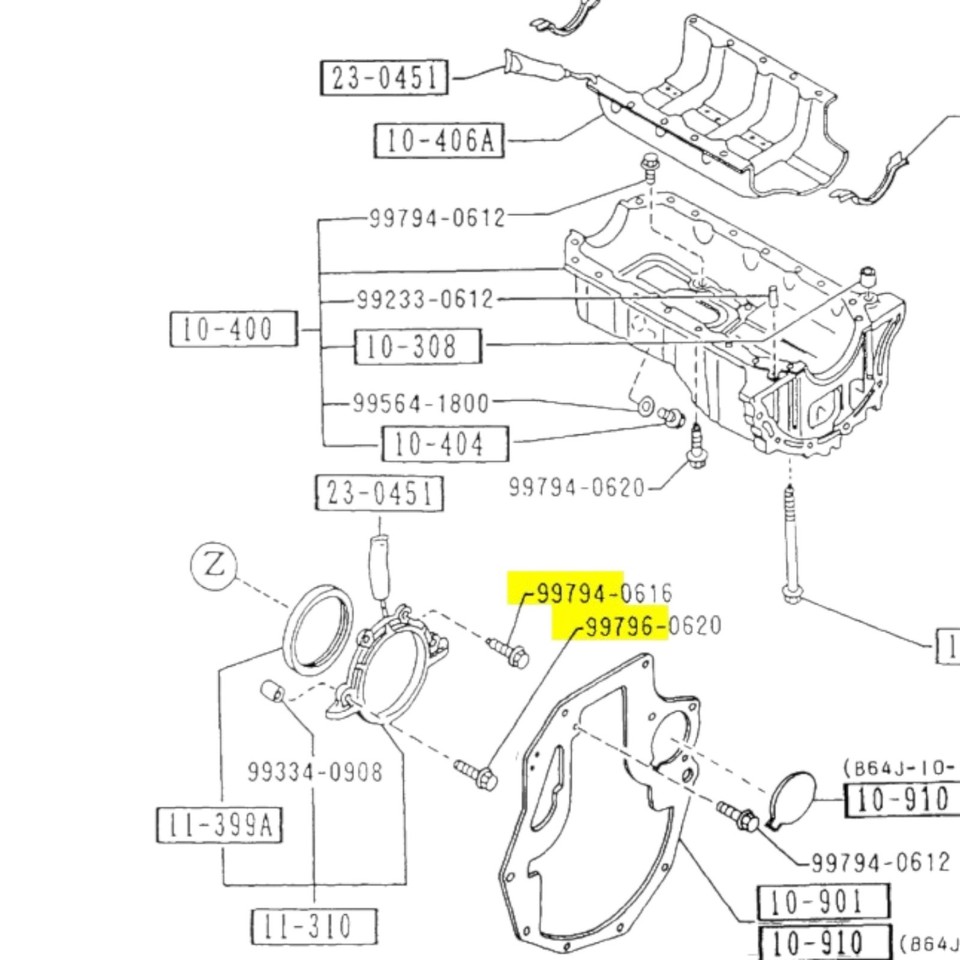 90-05 Mazda Miata MX5 OEM Rear Main Seal Plate Bolt SET 9979-40-616 ...