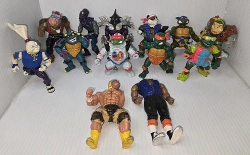Vintage Damaged 80s Action Figure Lot for Parts Or Repair TMNT Mr T Champs Hulk