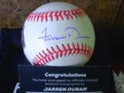 Jarren Duran autographed baseball Fanatics Under Wraps
