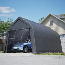 Portable Instant Garage 13x20 FT Enclosed Carport with Cover & Roll-Up Door Gray