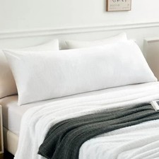 Faux Fur Body Pillow Case Cover, Luxury Ultra Soft 20 x 54 Pack of 1 White