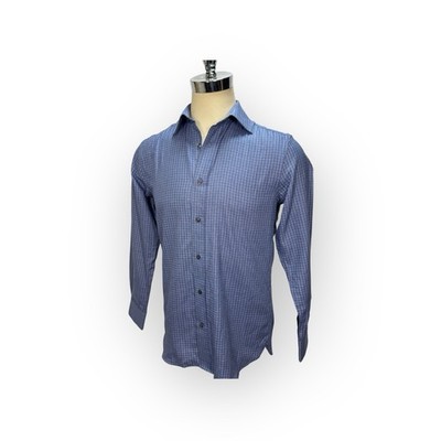 tailored slim cotton-cashmere dress shirt Banana Republic Blue Texture Tailored Slim Fit Blue Cotton Cashmere Shirt S  $120