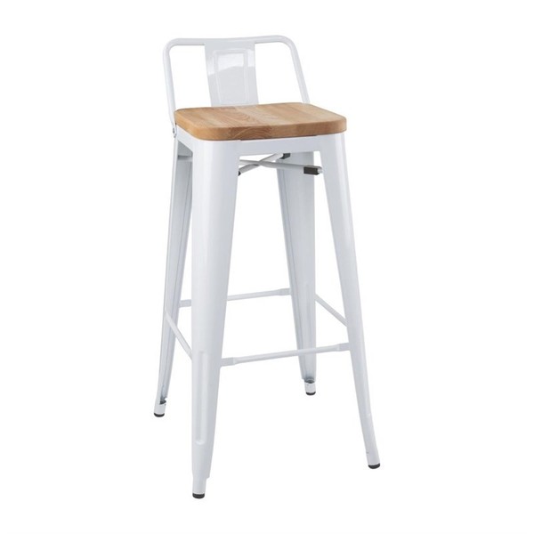 Bolero Bistro-Hocker Mit RüCkenlehne Und Sitzpolster Aus Holz, Weiß, (4 StüCk)-image