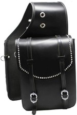 Beautiful Black Hide Genuine Leather Western Trail Simple Horse Saddle Bag.