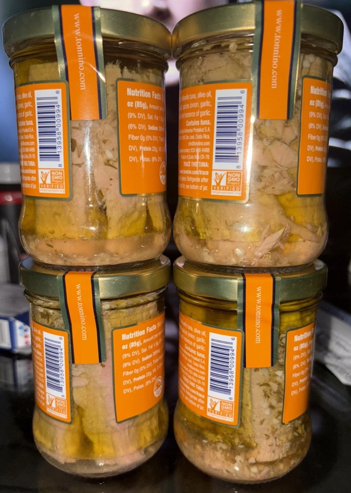 4 frascos de filete de atún Tonnino aceite de oliva ajo 6,7 onzas Foto 2 de 2