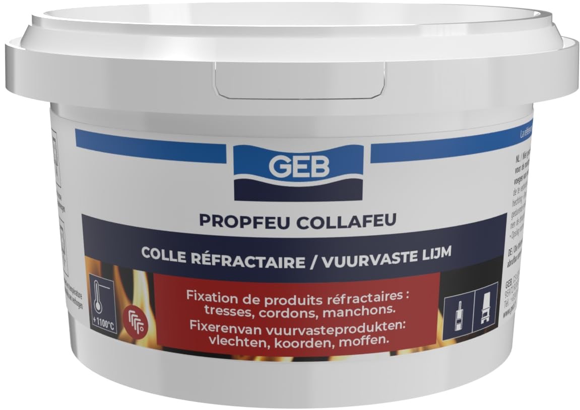 Colle réfractaire Collafeu anti-fissure pot 300 g pour réparer fuite fumée cheminée