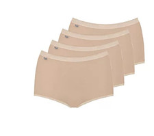 Sloggi Briefs Basic+ 4 Pack Maxi Knickers Skin New Size 12