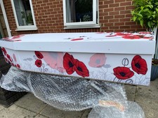 Cardboard Coffin New but with minor damage (see photos) Poppy picture 6'1"