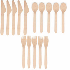 Wooden Dining Utensil 100/300 Pack Biodegradable Birchwood Disposable Cutlery