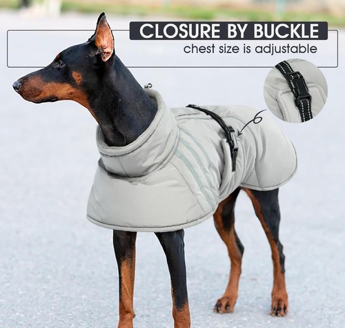 Abrigos para clima frío para perros, chaquetas de invierno para perros grandes, abrigo cálido para perros con... - Imagen 3 de 7