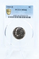 1969-D PCGS MS66 Jefferson Nickel Business Strike 5C
