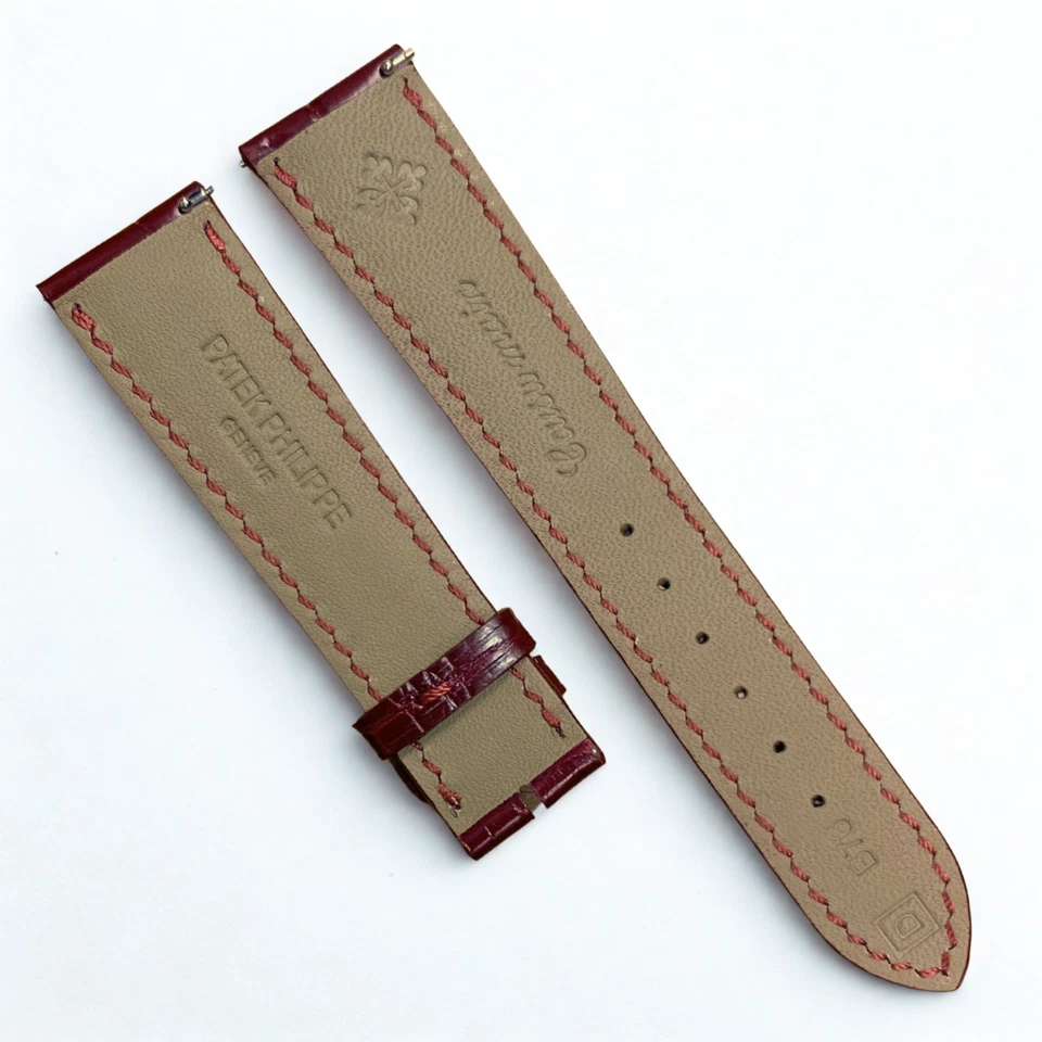 OEM Quality Genuine Patek Philippe Red Alligator Leather Band - 20mm x 16mm - Image 2 of 2