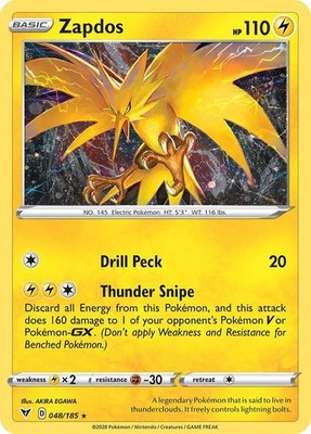 Zapdos (Cosmos Holo) 048/185 Promo Pokemon Miscellaneous Cards & Products NM