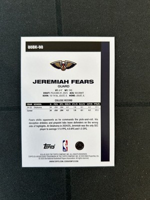 Jeremiah Fears 2025-26 Topps 1980-81 45th Anniversary Rookie 80BK