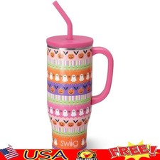 Trick/Treat Halloween Tumbler Triple Insulated Travel Mug W/ Handle Straw 30oz