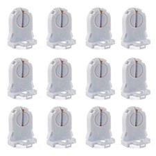 E-outstanding T8 Lamp Holder 12PCS Non-Shunted Turn Type UL Socket White