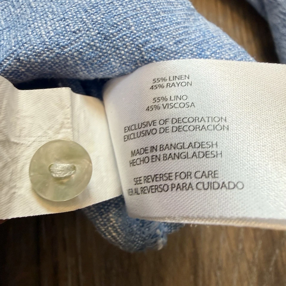 Orvis Women’s Long Sleeve Light Blue XL Linen Top Preppy Y2K - Изображение 3 из 4